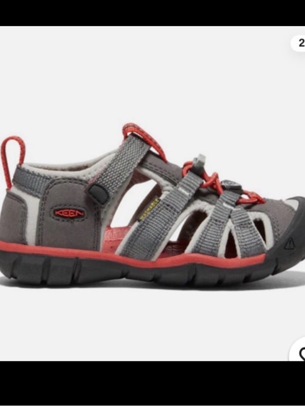 Keen Seacamp II CNX Kids Gray and Red Sport Sandal
